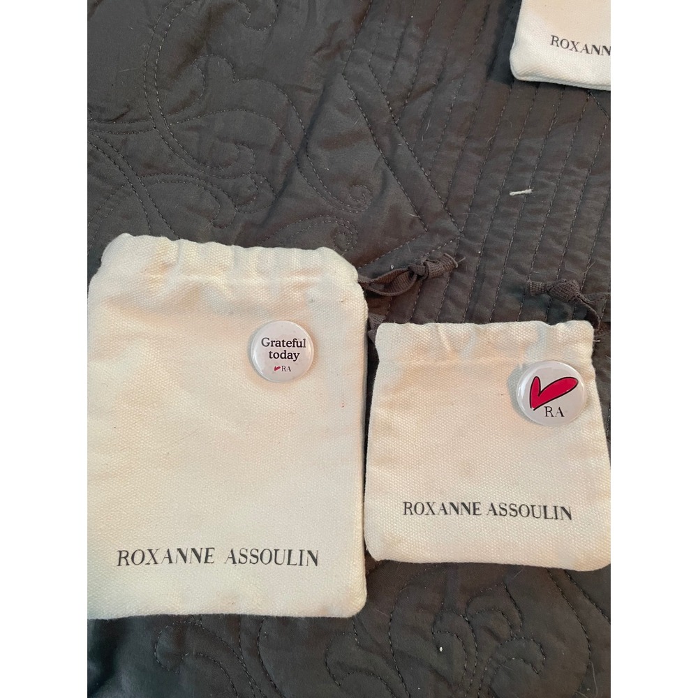 Roxanne Assoulin Jewelry Dust Bag Set Canvas Drawstring Pouches only with Pins